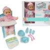 Baby Eva Pop Speelgoed - Interactief Baby Pop Met Lunchtafel - Incl. 8 Accessoires (30CM)