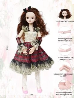 Demi Girl Prinses Pop Speelgoed - Met Chique Classic Feest Jurkje - 56CM