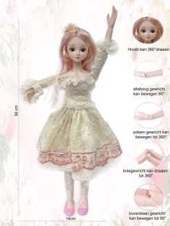 Demi Girl Prinses Pop Speelgoed - Met Chique Classic Feest Jurkje - 56CM
