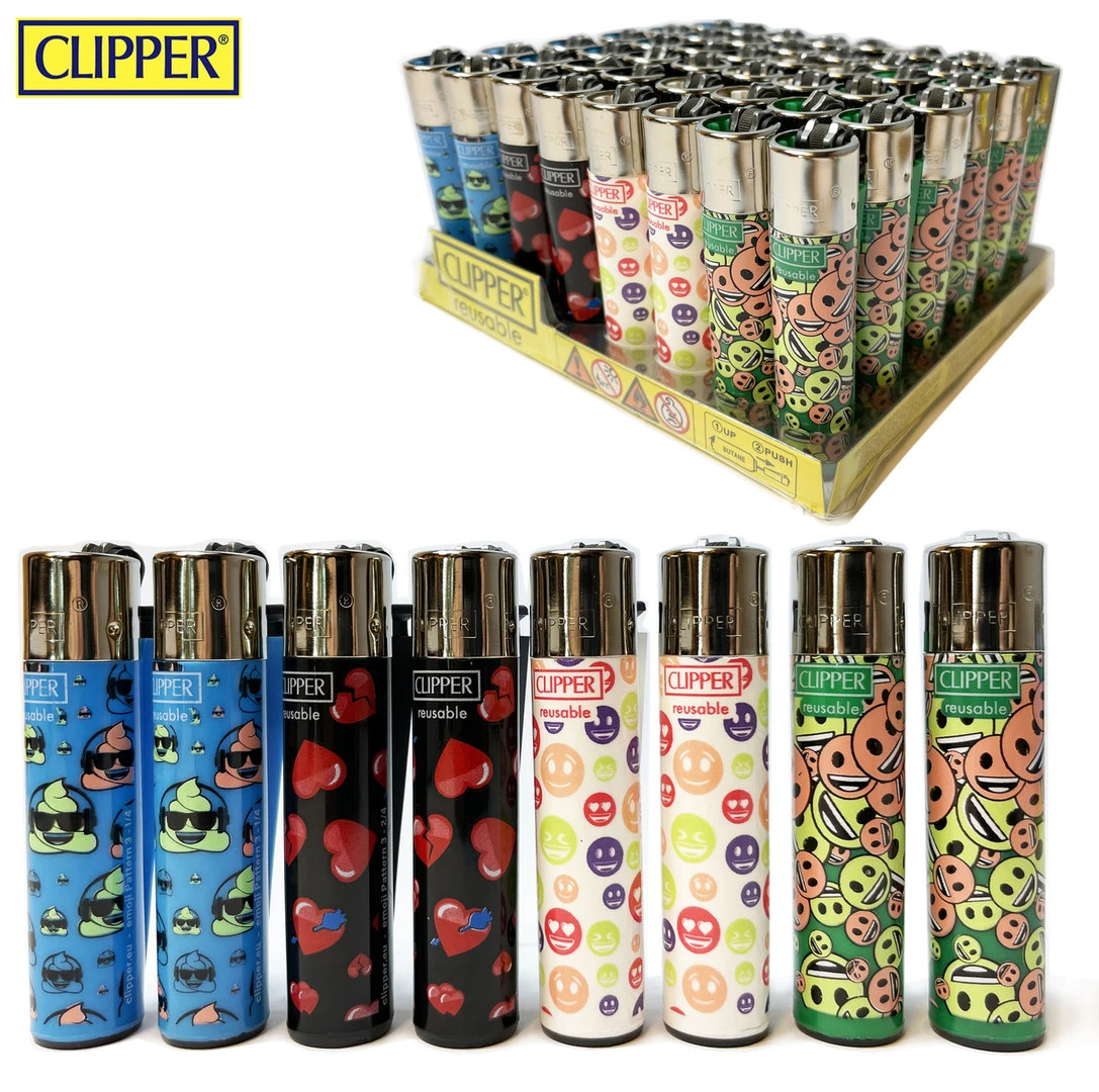 Clipper Aanstekers - 48 Stuks- Emoji Vuursteen Aansteker - Na Vulbaar 3 Clipper Aanstekers - 48 Stuks- Emoji Vuursteen Aansteker - Na Vulbaar