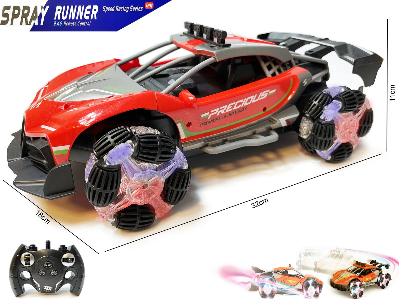 Rc Auto 2.4GHZ Burnout Smoke Car Met Echte Rook En LED-lichtjes En Oplaadbaar 12 Rc Auto 2.4GHZ Burnout Smoke Car Met Echte Rook En LED-lichtjes En Oplaadbaar - Afbeelding 10