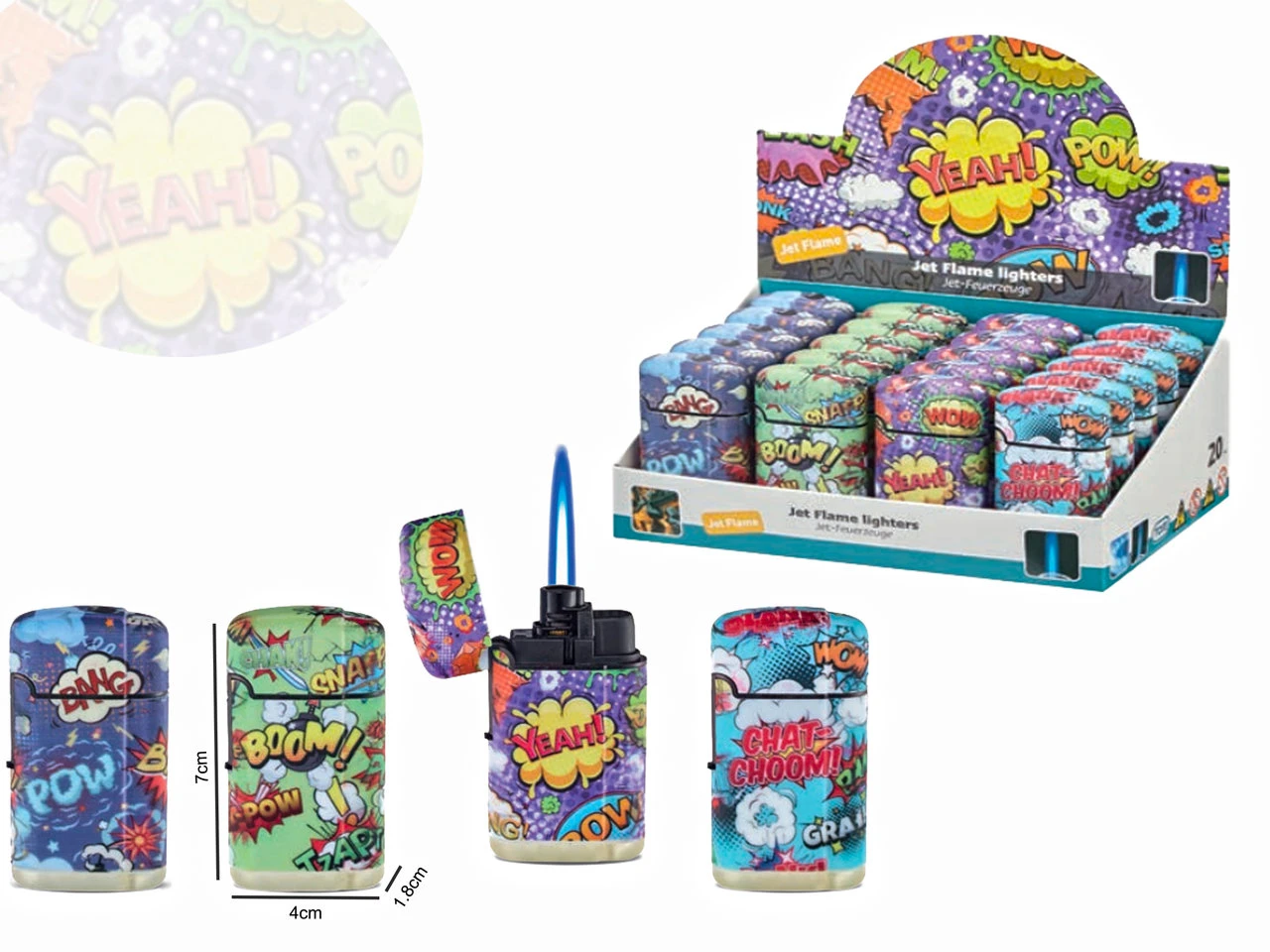 Tom Jet Flame Aanstekers - Turbo Aansteker - 20 Stuks In Display - 360° Blow Komische Tekst Print - Soft Touch 3 Tom Jet Flame Aanstekers - Turbo Aansteker - 20 Stuks In Display - 360° Blow Komische Tekst Print - Soft Touch