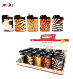 Unilite Aansteker - Navulbaar - 20 Stuks Aanstekers In Een Display - Animal Skin Print