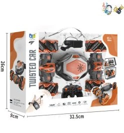 RC Stunt Twisted Car 4WD 2.4GHz - Dubbelzijdig Transformer Auto -LED Lichtjes En Muziek - Incl. Horloge En Afstandsbediening Oranje -Clipper Winkel 1861300446
