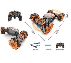 RC Stunt Twisted Car 4WD 2.4GHz - Dubbelzijdig Transformer Auto -LED Lichtjes En Muziek Roze -Clipper Winkel 1861716561