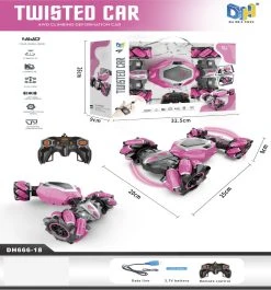 RC Stunt Twisted Car 4WD 2.4GHz - Dubbelzijdig Transformer Auto -LED Lichtjes En Muziek Roze -Clipper Winkel 1861716603
