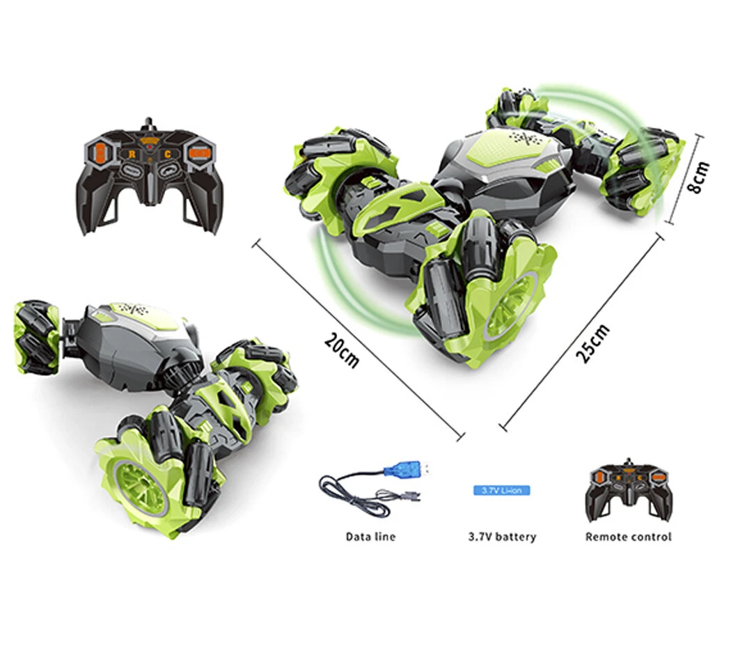 RC Stunt Twisted Car 4WD 2.4GHz - Dubbelzijdig Transformer Auto -LED Lichtjes En Muziek Groen 3 RC Stunt Twisted Car 4WD 2.4GHz - Dubbelzijdig Transformer Auto -LED Lichtjes En Muziek Groen