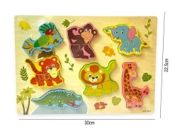 Houten Inlegpuzzel Dieren Speelgoed - Vormen Puzzel Bord - 30x22.5 CM