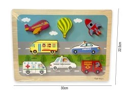 Houten Inlegpuzzel Verkeer Speelgoed - Vormen Puzzel Bord Met Voertuigen - 30x22.5 CM