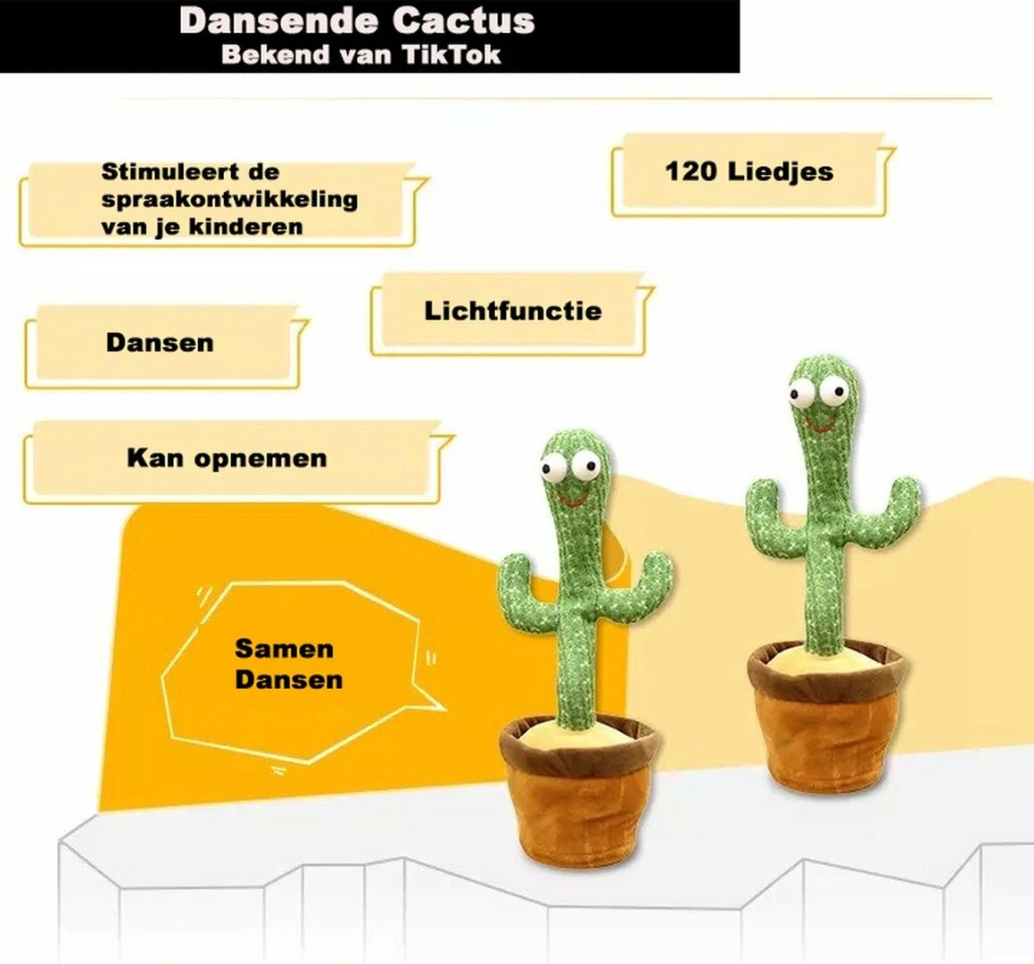 Talking Cactus 32CM Oplaadbaar - Dansende En Pratende Interactieve Knuffel - Bekend Van TikTok - Dancing Cactus - Voice Opname - Pluche Speelgoed 10 Talking Cactus 32CM Oplaadbaar - Dansende En Pratende Interactieve Knuffel - Bekend Van TikTok - Dancing Cactus - Voice Opname - Pluche Speelgoed - Afbeelding 8