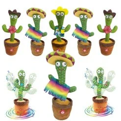 Finito Bazaar Talking Cactus Nieuw Stylen  - Oplaadbaar - Dansende En Pratende Interactieve Knuffel 32CM
