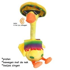 Pratende Eend Met Kostuum - Oplaadbaar - Dansende En Pratende Interactieve Knuffel 32CM - Bekend Van TikTok - Talking & Dancing Duck - Voice Opname - 120 Liedjes - Pluche Speelgoed