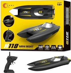 TKKJ Rc Boot H118 - Oplaadbaar - 2.4GHZ Afstandsbediening - 10km/u - 50 Meter Bereik - Afstand Bestuurbare Boot 23CM -Clipper Winkel 1899653340