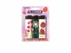 FLAME CLUB Aanstekers Blister Van 3 Stuks Bloemen.